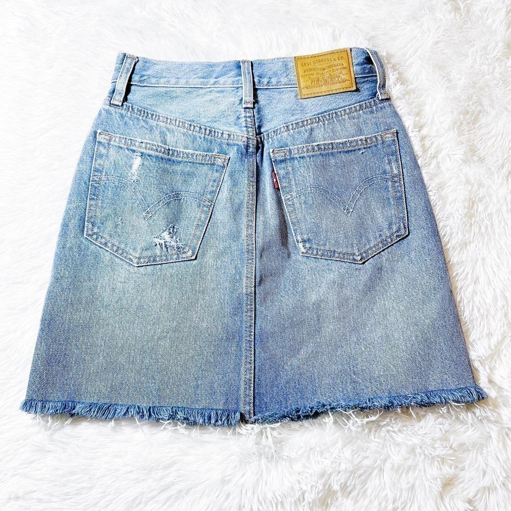 Levi's Blue Denim Button Down Distressed Jean Ski… - image 2